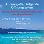 Öffnungzeiten HG Juni 2025 Öffnungzeiten HG Juni 2025