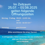 Öffnungzeiten HG Juli 2025 Öffnungzeiten HG Juli 2025